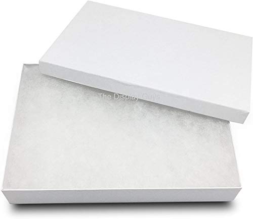 RJ Displays 15 Pack Cotton Filled White Color Paper Cardboard Jewelry Boxes for Necklace, Bracelet Boxes, Watch & Small Gifts Box, Jewelry Gift Boxes Size 7" x 5" x 1-1/8" Inch - (White)
