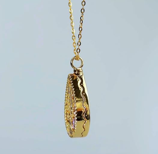 Tree of Life Urn Necklace Teardrop Memorial Keepsake Pendant Antique Turquoise Gold