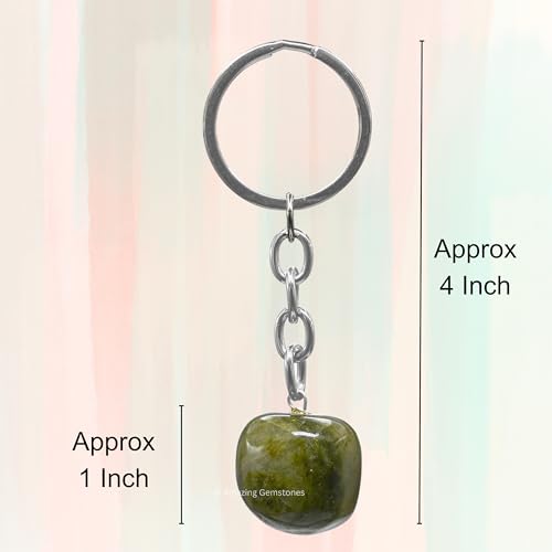 Amazing Gemstone Vesuvianite Crystal Car Key Holder - Crystals and Healing Stones Car Keys Keychain for Gift for Christmas Stockings Stuffers for Women Men Teen Kids (Tumbled Crystal Keychain)