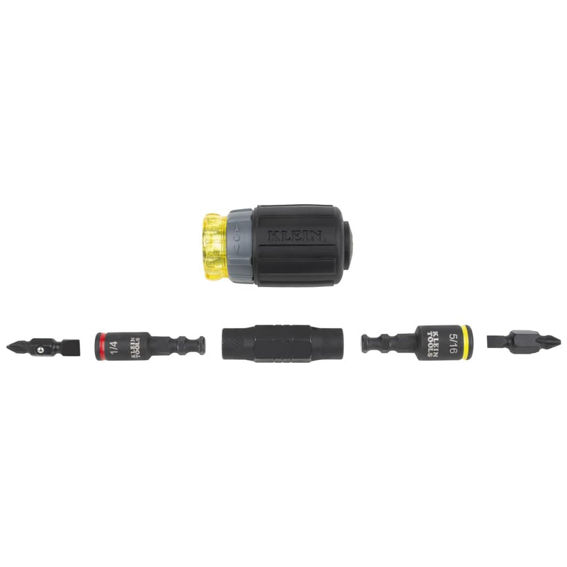 [Australia - AusPower] - Klein Tools 32561HDRT KNECT 7-in-1 Ratcheting Screwdriver, Impact Rated, Stubby with Phillips, Slotted Bits, 3 Nut Drivers, Adapter, 7-Piece 