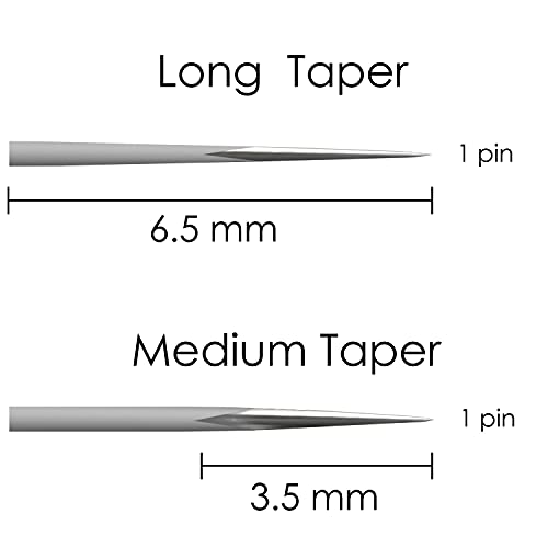 AWAKEN Needle Cartridges Dermograph Sterile Tattoo Cartridge PUM Round Liner 1 Pin Long Taper Disposable Makeup Eyebrows Lip Eyeliner Round (0.30 mm/1RLLT) 0.30 mm - long taper