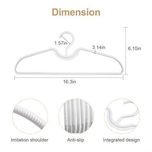 Short Neck Hanger Clothes Plastic Hangers Space Saving Anti-Slip Heavy-Duty Slim Closet Thin Hangers, Coat Hanger for College Dorms, Homes & More, Enhances Closet Space(10Pack) White