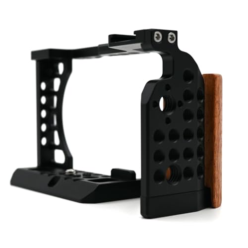 Camera Cage with Wooden Handgrip for Sony A6400 A6300 A6000 A6100 A6500 WoodGrip Included