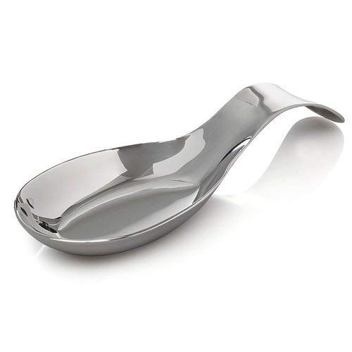 Premium Grade Stainless Steel Spoon Rest with long handle, for Kitchen Counter Cooking Utensils Rest, Holding Messy Spatula & Ladle, Holder for Stove Top, Dishwasher Safe - Pack of 6