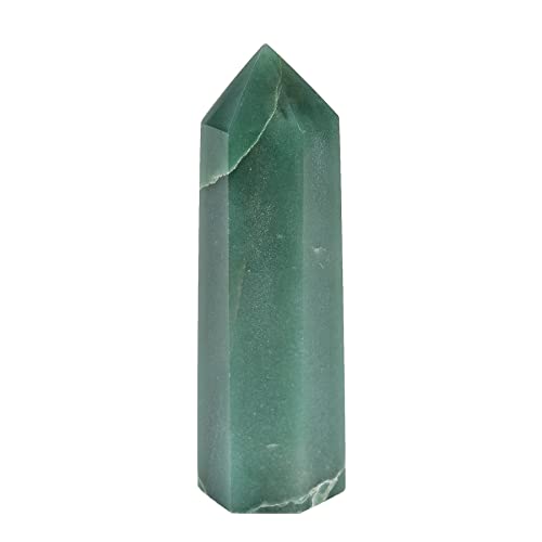 AMOYSTONE Natural Green Aventurine Crystal Tower Hexagonal Wand Stone Decor 0.6-1.1 Lbs