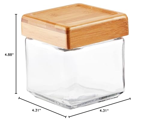 Anchor Hocking 1-Quart Stackable Jars with Bamboo Lids, Set of 4, Clear Glass - 1 Quart (Set of 4) Bamboo Lid