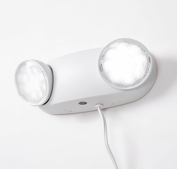 GZRUIYANG LED Emergency Lights with Battery Backup, Commercial Emergency Light Fixtures for Business Home Power Failure Emergency Exit Sign Lighting with 1.0 Meter Plug in Cord AC120V 1 Pack White with Plug