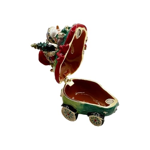 Christmas Snowman Trinket Box, 2.3" Snowman Car Figurine, Jewelry Box