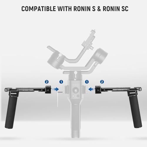NEEWER Dual Handgrip Compatible with DJI RS5 RS4 RS4 Pro RS3 RS3 Pro RS2 RSC2 Ronin S SC Gimbal, Dual Handle Kit with 2 Mini NATO Rails, Quick Release NATO Clamps, 1/4" & 3/8" Threads, GA006