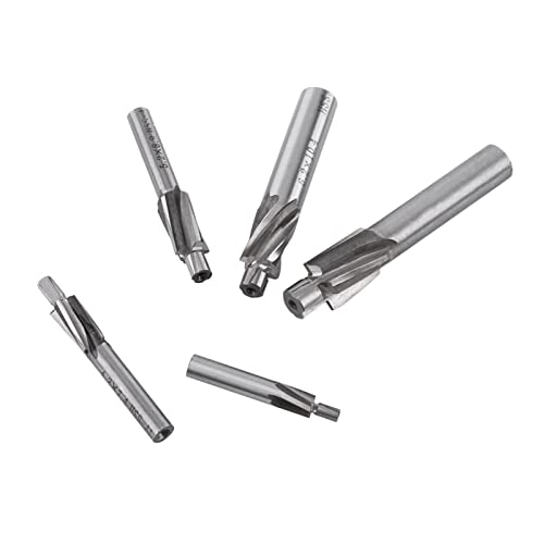5 Pieces Countersink End Mill HSS-AL M3 M4 M5 M6 M8 4 Countersink Flutes Countersink End Mill Slot Drill Bit for Milling Copper, Aluminium, Steel, Cast Iron