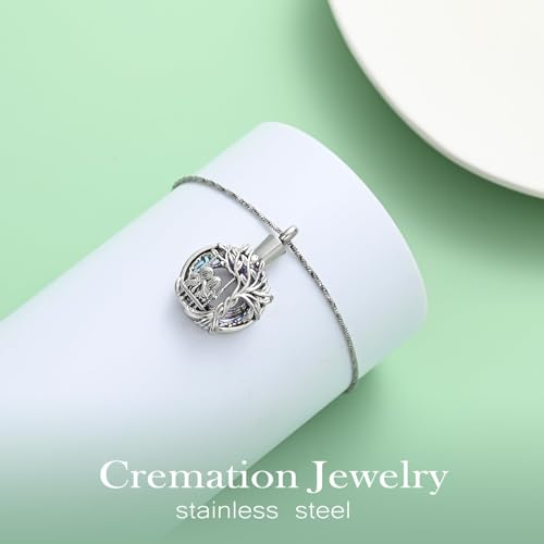 Tree of Life Urn Necklaces for Ashes Sister to Swing Cremation Jewelry for Ashes Circle Ring Crystals Pendant Memorial Jewellery for Women Men Keepsake Necklace Personalized Necklace Silver-purple