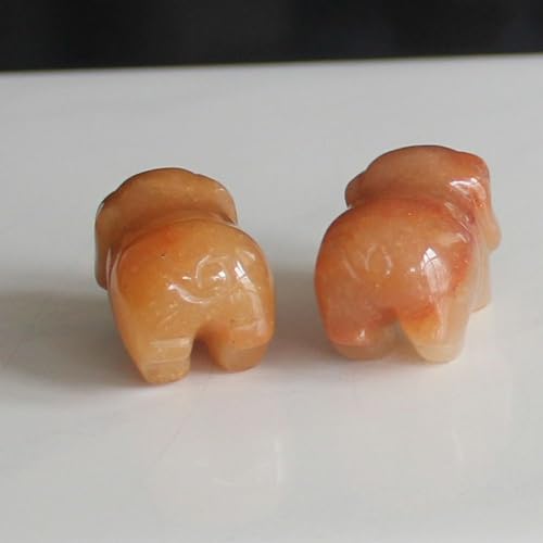 Two mini Hand Carved Gemstone Crystal Pig Figurine Animal Statue Carving Office Home Decor Collections Pockets stone1.2'' (Orange Aventurine) Orange Aventurine