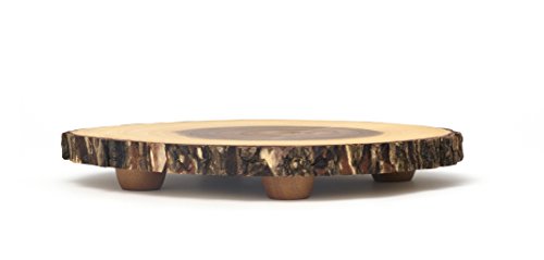 Lipper International 1010 Acacia Tree Bark Footed Server for Cheese, Crackers, and Hors D'oeuvres, Small 10" x 10" x 1.8"