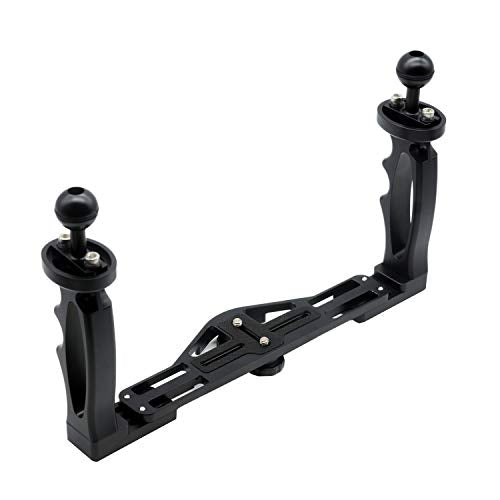 Aluminum Underwater Tray with 1" Ball Head Connect and Diving Light for Camera Housings C Version-black