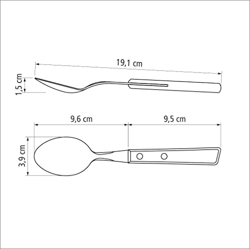 Tramontina 22203/300 Traditional Heavy Duty Natural Wood Pattern Table Spoon, 7.5 inches (19 cm), Set of 3, Cutlery, Blister Pack, Lightweight, Natural Wood, Made in Brazil