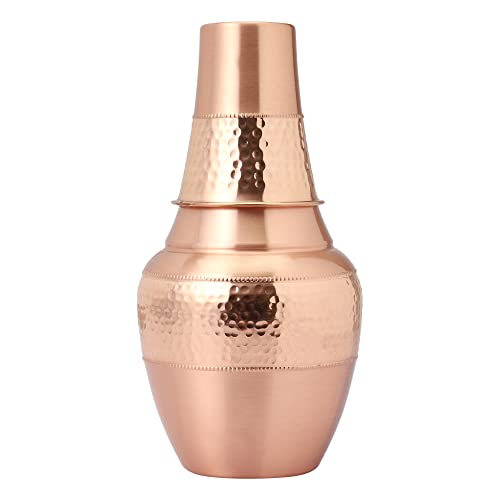Pure Copper Carafe | Bedside Water Carafe with Tumbler - Copper Carafe for Ayurveda Health Benefits, 1.4 L (47.3 US Fl Oz)