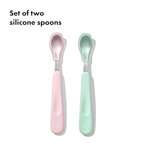 OXO Tot Feeding Spoon Set with Soft Silicone - Opal and Blossom (Pack of 3) 2 Count (Pack of 3)
