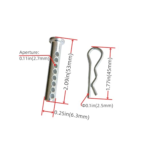 Adjustable Porous Clevis Pin, Spring Steel 8 Hole Pin & R-Clip Crank Kit, Farm, Automotive Fasteners (Dia.: 1/4in(6.3mm)-20Pcs) Dia.: 1/4in(6.3mm)-20Pcs