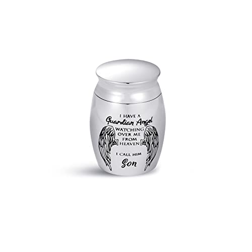 Son Small Cremation Urn for Human Ashes Holder Guardian Angel Mother Father Daddy Memorial Keepsake Holder 10ml Stainless Steel Funeral
