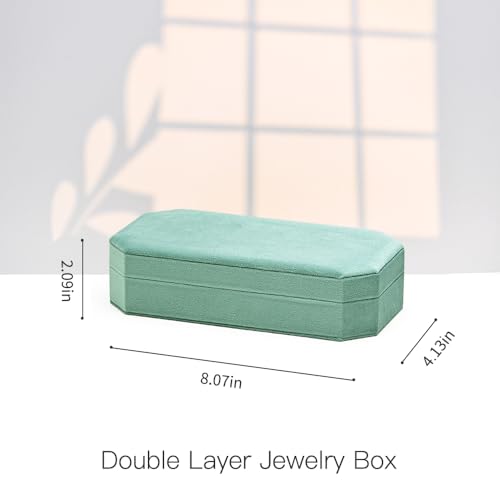TAIMY Velvet Ring Display Tray Organizer, Jewelry Storage Box for Rings Lake Green