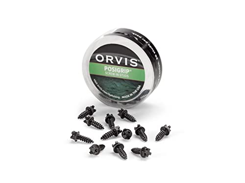 Orvis Posigrip black tungsten carbide screw-in studs for wading boots, 24-piece pack