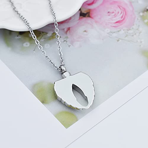 Angel Wings Feather Heart with American Flag Cremation Pendant Jewelry for Human Ashes Urn Holder Keepsake Jewellery Silver