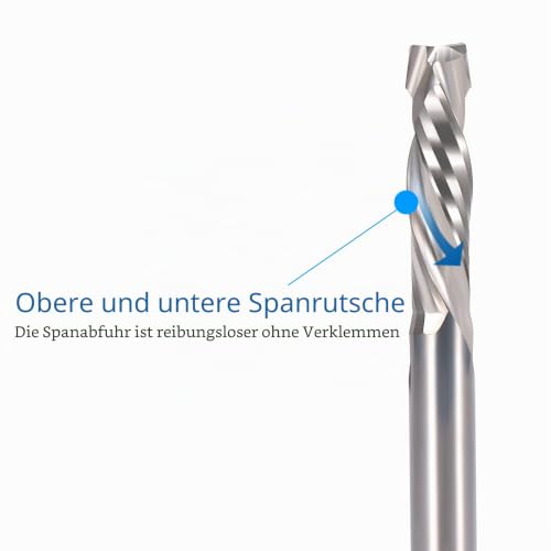 EU_HOZLY Spiral Milling Cutter Up & Down Compression Bit 8 mm Cutting Diameter 8 mm Shank 35 mm Cutting Length CNC End Mill for Wood Carving, Engraving, Pack of 1 8 x 8 x 35 mm, 1 Piece
