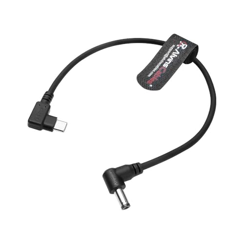 Alvin's Cables Right Angle USB-C Type-C PD to DC Power Cable PD Charging Cable for Blackmagic Video Assist Monitor, Ultra Soft 30CM/11.8 inches Right angle type-c 30cm