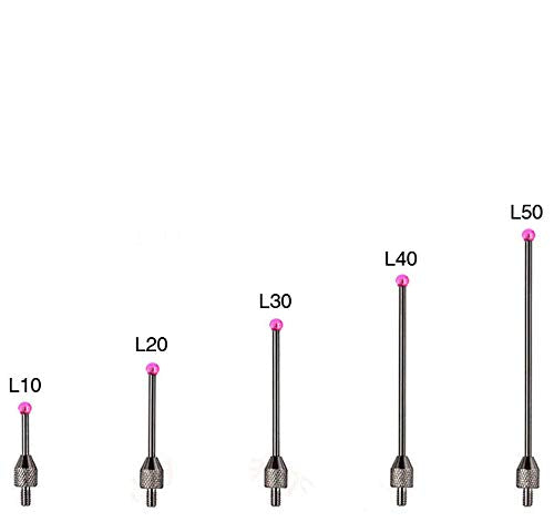 SUXING Measuring Inserts for Dial Indicators, Ruby Diameter 2mm, Length 10/20/30/40/50mm, Thread M2.5, Ruby Ball