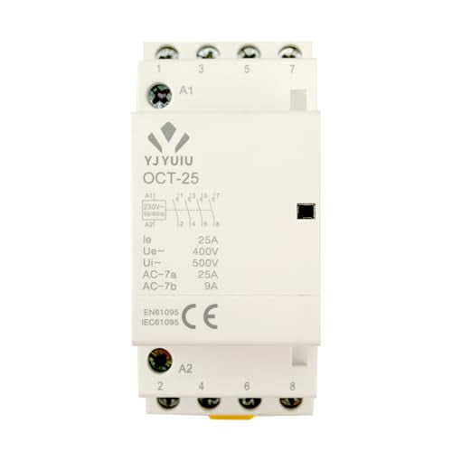 AC contactor OCT25, 4-pin, 25A 4NO, 220V/240V coil voltage AC contactor, DIN rail 35 mm