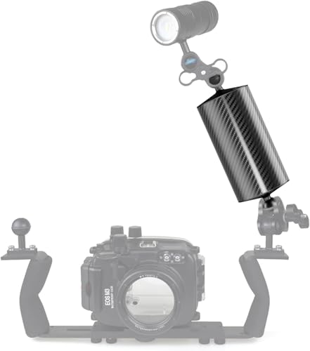 Seafrogs D80mm 8'' Underwater Float Arm Carbon Fiber Floating Dual Ball Diving Buoyancy Arm for Underwater Diving Tray Video Light/Strobe (D80mm, 8'', Buoyancy provided 600g)