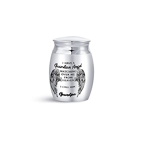 LSxAB Mini Urn for Ashes Grandfather Papa Men I Have a Guardian Angel Watching Over Me from Heaven I Call Him Grandpa