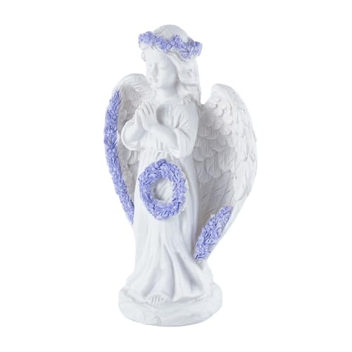 Praying Angel Figurines with Wreath for Garden Statues Angel Decor Standing With Lavender B