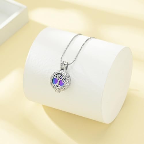 Tree of Life Cremation Jewellery for Ashes Pendant with Mini Keepsake Urn Memorial Human Pet Ash Jewellery rainbow