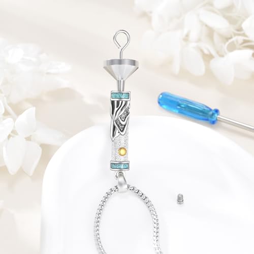 Urn Necklaces for Ashes Sterling Silver Cylinder Memorial Pendant for Loved Ones Keepsake Cremation Jewelry Gifts for Women Men Mountain