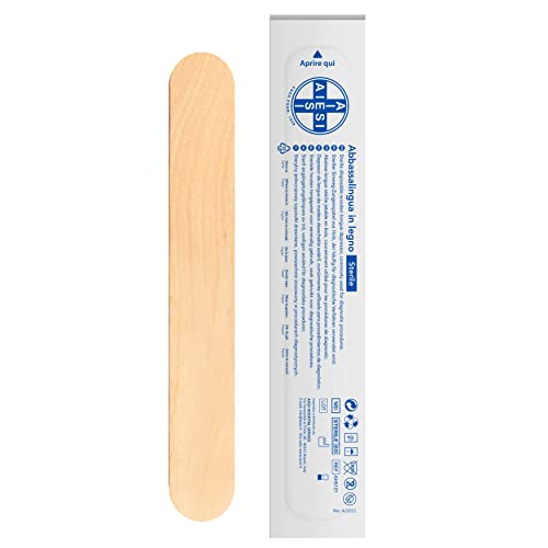 AIESI Wooden Spatula, Mouth Depression, Tongue Depression, Sterile (100) Wood 100 pezzi