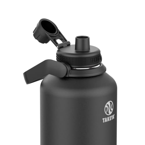 Takeya Actives 64 oz Vacuum Insulated Stainless Steel Water Bottle with Spout Lid, Premium Quality, Onyx 64 Ounces