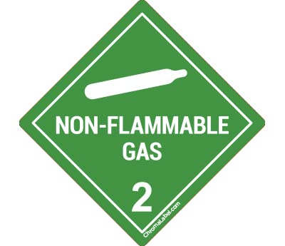 ChromaLabel 2 by 2 Permanent Durable Square D.O.T. Hazard Labels, Hazard Class 2 Non-Flammable Gas Label, 100/Roll 2" x 2"