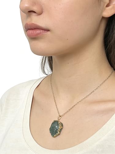 Prasiolite Natural Stone Pendant Irregular Geode Healing Crystal Necklace Stone Reiki Spiritual Quartz Gemstone Jewelry Gift for Woman