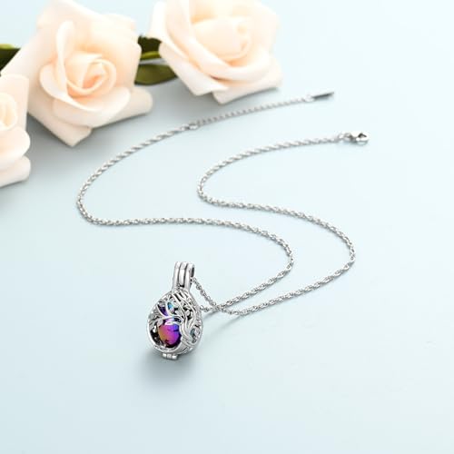 shajwo Tree of Life Teardrop Urn Necklace Rainbow