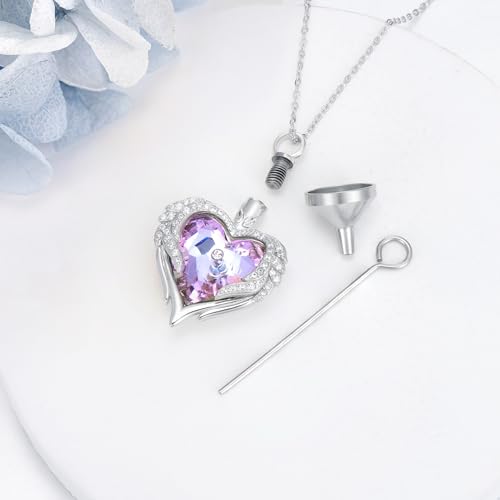 MONGAS Sunflower Cross/Sea Turtle/Phoenix/Angel Wing Urn Necklace for Ashes Sterling Silver Sunflower Cross/Sea Turtle/Phoenix/Angel Wing Cremation Jewelry for Ashes for Women Angel Wing