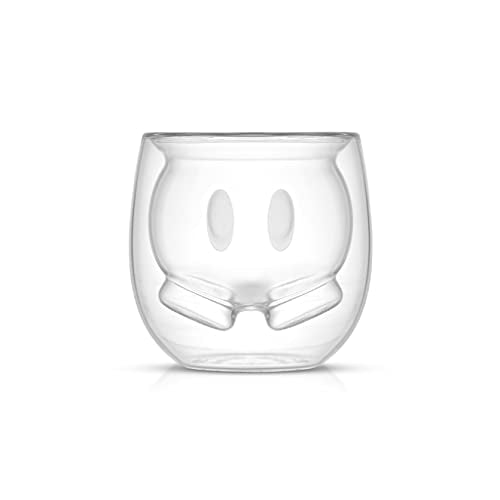 JoyJolt Mickey Pants and Minnie Skirt 3D 7.4oz Double Wall Glass Coffee Cups Set of 2, Disney Coffee Mug, Espresso and Tea Cups, Collection of Double Wall Glasses, Disney Gifts 7.4 Ounces