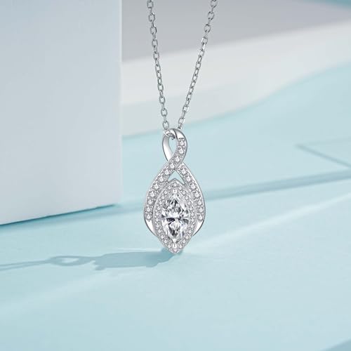 925Sterling Silver Infinity Birthstone Urn Necklaces for Ashes for Women - Teardrop/Marquise/Heart/Tree of Life/Cross Cremation Necklace Jewelry Hold Human Ashes - Memorial Keepsake Pendant Gift Infinity- Oval