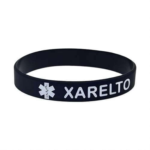 Xarelto Medical Alert Bracelet, Xarelto Medical Alarm Detection, Bracelets for Men and Women, Outdoor Sports, Elastic Bracelets, Pack of 4, One Size, Silicone, No Gemstone