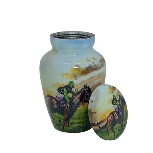 Playing Horse Keepsake Cremation Urn for Human Ashes with Velvet Box and Velvet Bag-Mini Keepsake Urn (3 cu.in)