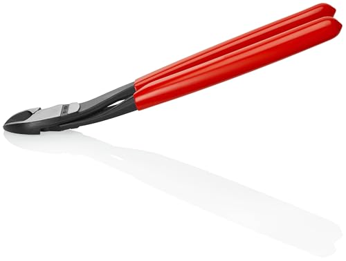 KNIPEX 74 21 250 high leverage angled diagonal cutters, side-cutting pliers with red and blue handles