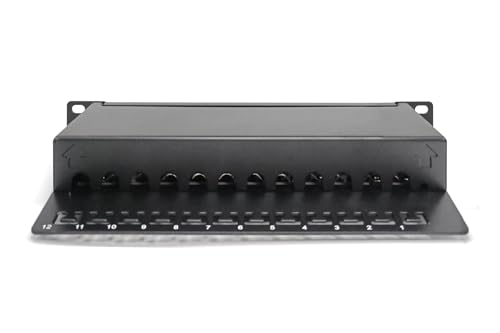 Digitus 10-inch Item | 12 x RJ45 – 10 Gbps – For 10 inch (254 mm) Network Cabinets – Patch Panel, Distribution Panel – Black Patch-Panel - Cat6A - 12 Port - Gesch. Cat6A - 12 Port - Shielded