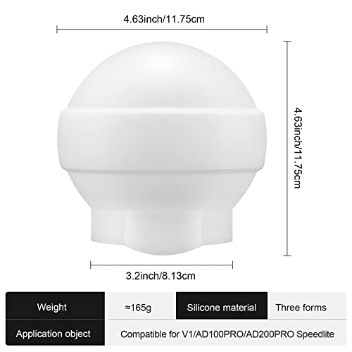 Godox AK-R22 Dome Diffuser, Flash Diffuser Modifier Compatible for Godox V1 Flash Series/AD100Pro Speedlite, Use with Godox H200R Round Flash Head for AD200/AD200Pro Monolight