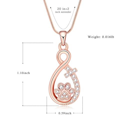 Infinity Paw Urn Necklaces for Ashes Paw Print Cremation Jewellery for Pet Ashes Infinity Memorial Pendant for Human Ash Holder Women Men Rose Gold