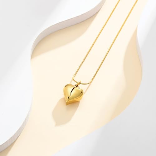 Cremation Jewelry Heart Urn Necklace for Human Ashes for Women Men A Piece of My Heart Lives in Heaven Memorial Ashes Keepsake Pendant Gold-Son